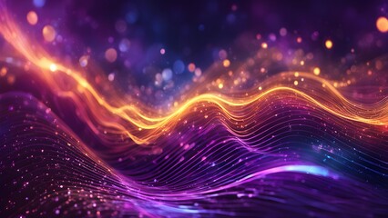 Obraz premium A purple and orange wave with a lot of sparkles