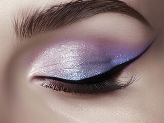 Fototapeta premium Glamorous Colourful Eyeshadow with Bold Winged Eyeliner