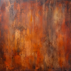 Orange rusty metal background with grunge texture. Square abstract autumn fall earthy colors for social media banner. Industrial oxidized metallurgical photography backdrop 