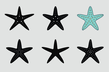 Starfish Silhouette: Atlantic Marine Animal Vector Illustration