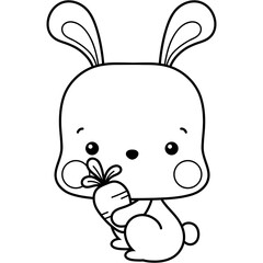 rabbit with a carrot doodle 