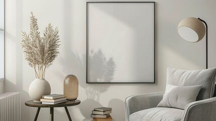 Minimalist Living Room Interior with a Blank Canvas