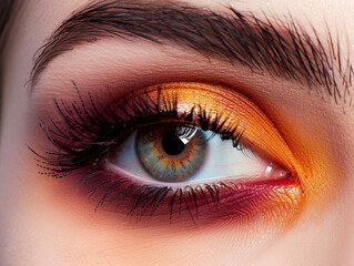 Fototapeta premium Glamorous Colourful Eyeshadow with Bold Winged Eyeliner