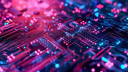 Obraz premium Superb cybersecurity concept, electronic circuit board with processor, blockchain technology