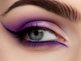 Fototapeta premium Glamorous Colourful Eyeshadow with Bold Winged Eyeliner