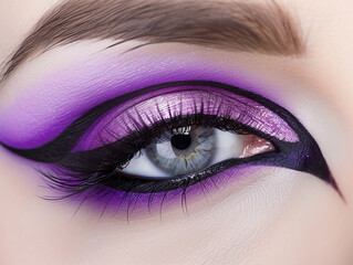 Glamorous Colourful Eyeshadow with Bold Winged Eyeliner
