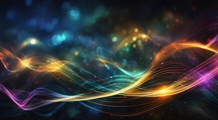 Fototapeta premium A colorful wave of light with a blue background