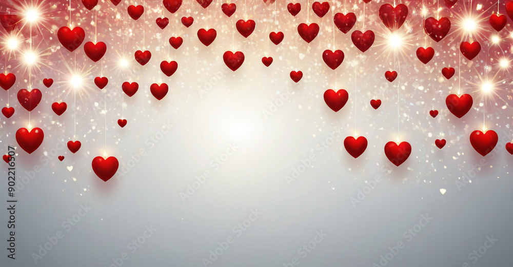 Wall mural red background with hearts