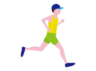 国際的なスポーツ大会のマラソンを走るランナー。