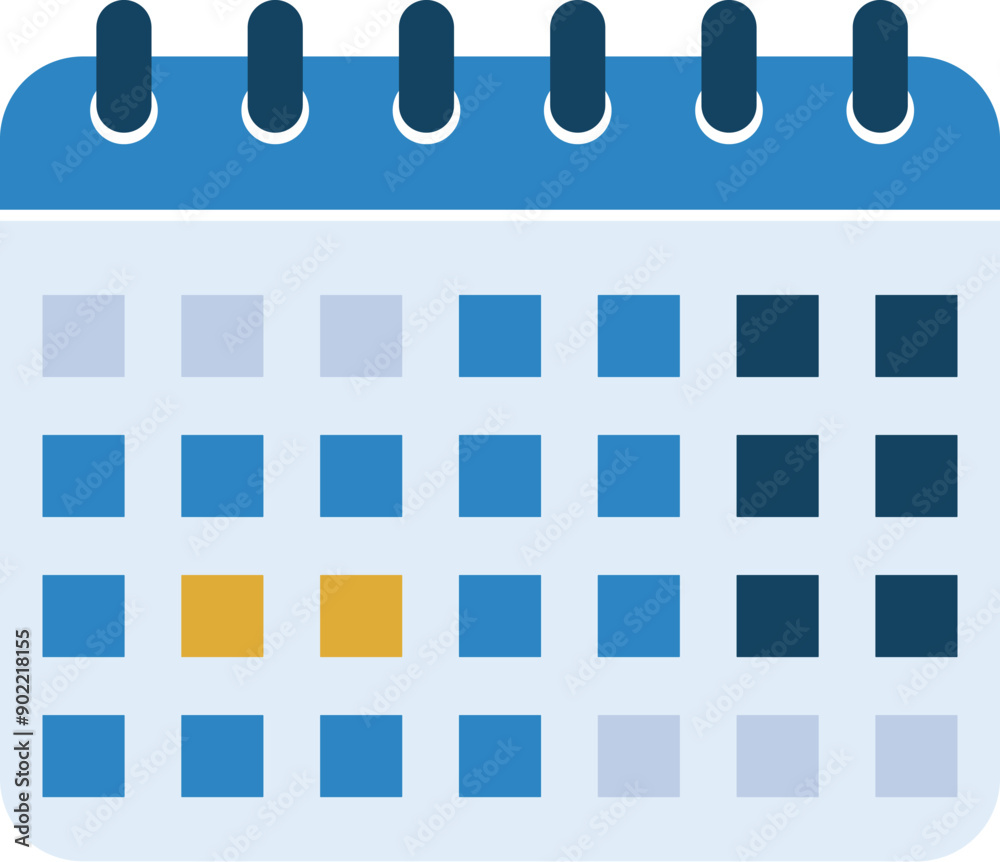 Poster blue calendar page showing multiple dates with two highlighted in gold representing an important app