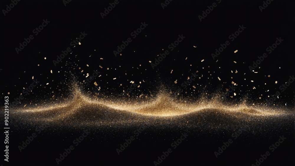 Wall mural black glitter dust abstract background copy space backdrop art