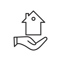 Hand hold home icon vector, simple flat House insurance illustration..eps