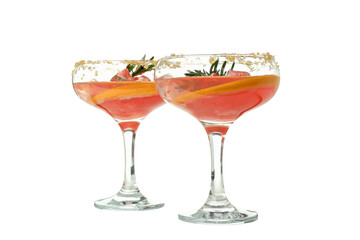 PNG, Grapefruit cocktail in two glasses, isolated on white background