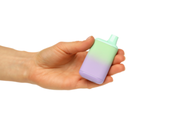 PNG, Electronic cigarette in hand, isolated on white background