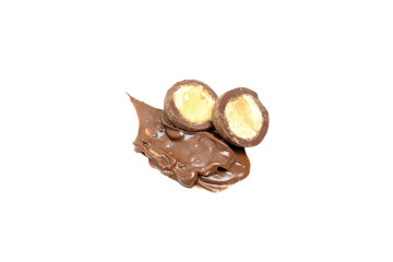 PNG, Almonds in chocolate, isolated on white background