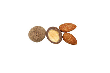 PNG, Almonds in chocolate, isolated on white background