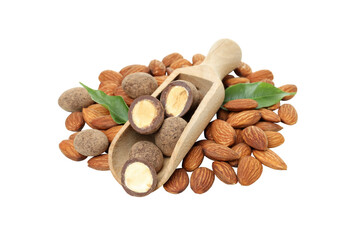 PNG, Almonds in chocolate, isolated on white background