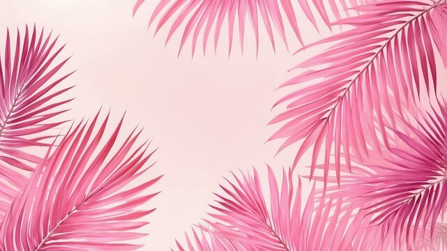 pink palm fronds abstract background copy space backdrop art
