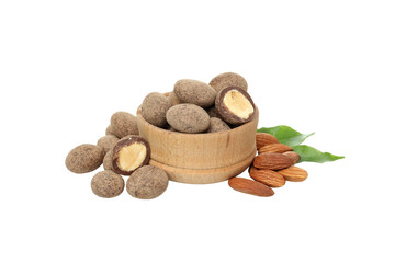 PNG, Almonds in chocolate, isolated on white background