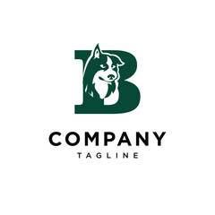 Letter B Husky Dog Logo Icon Vector
