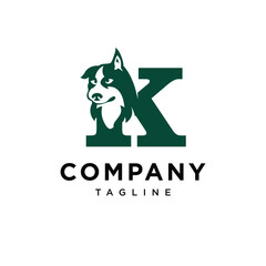 Letter K Husky Dog Logo Icon Vector