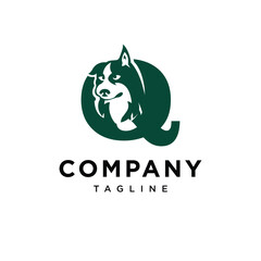 Letter Q Husky Dog Logo Icon Vector