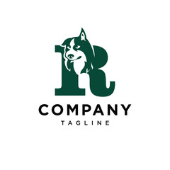 Letter R Husky Dog Logo Icon Vector