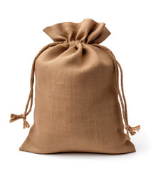A simple burlap bag with a drawstring closure.