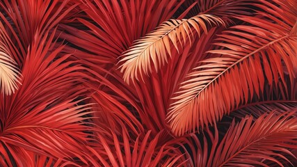red palm fronds abstract background copy space backdrop art