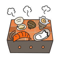 海鮮バーベキュー　線画イラスト