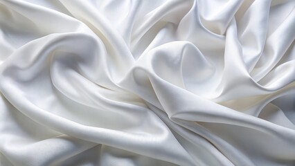 Fototapeta premium Softly lit, pure white polyester fabric cloth with subtle texture and gentle folds, creating a serene and clean textile background for various design needs.