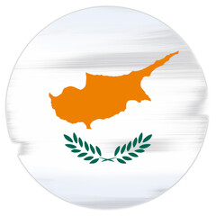 cyprus flag round shape with paint strokes on transparent background