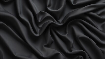 Fototapeta premium black fabric folds abstract background copy space backdrop art