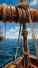 Obraz premium Ropes on a ship