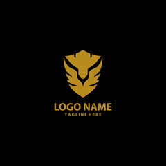 lion shield logo design vector