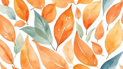 orange watercolor leaves abstract background copy space backdrop art