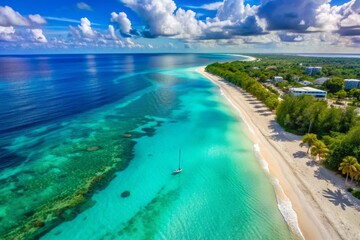Aerial View Pristine Turquoise Waters