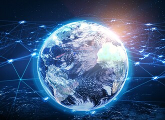 Night technology neon earth global virtual internet world connection of technology network