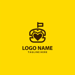 love burger line logo design vector