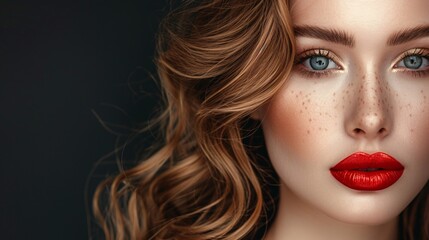 Fototapeta premium Alluring close-up portrait of a beautiful Caucasian woman