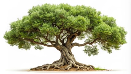 Ancient Olive Tree with Twisted Branches and Exposed Roots