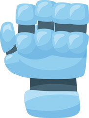 Blue hockey glove protecting a player during a hockey match