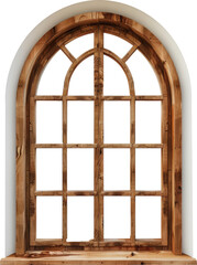 Obraz premium Arched wooden window