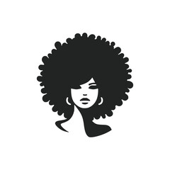 woman afro hair modern minimalism logo vector illustration template design