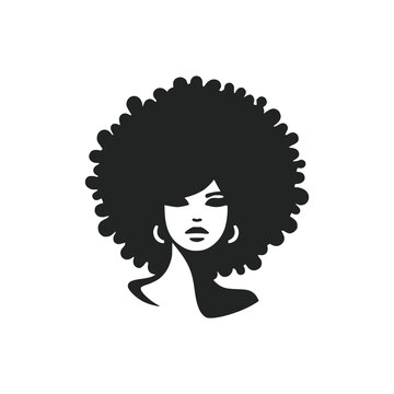 woman afro hair modern minimalism logo vector illustration template design