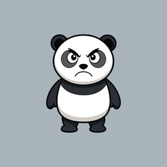 Cute Angry Panda Vector. Animal Nature Icon Concept Isolated Premium Vector.