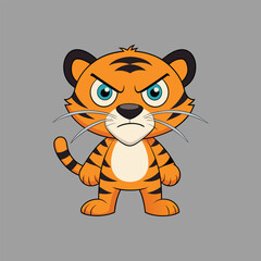Cute Angry Tiger Vector. Animal Nature Icon Concept Isolated Premium Vector.
