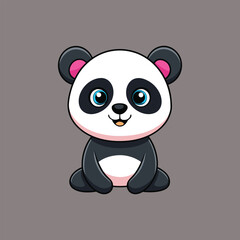 Cute Panda Vector. Animal Nature Icon Concept Isolated Premium Vector.
