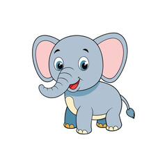 Cute Elephant Vector. Animal Nature Icon Concept Isolated Premium Vector.