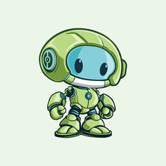 Robot Green Mascot Vector